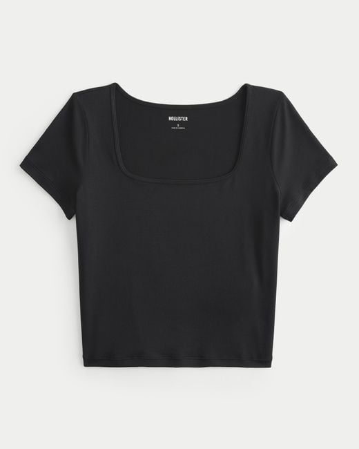 Hollister Black Seamless Fabric Square-neck Baby Tee