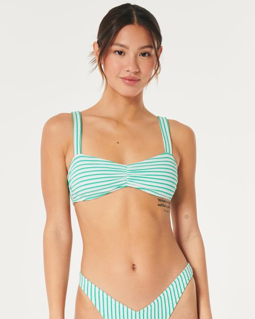 Hollister Green Scrunch-ribbed Cinch Scoop Bikini Top