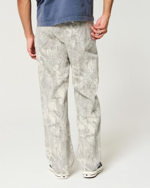 Hollister Gray Camo Baggy Jeans for men