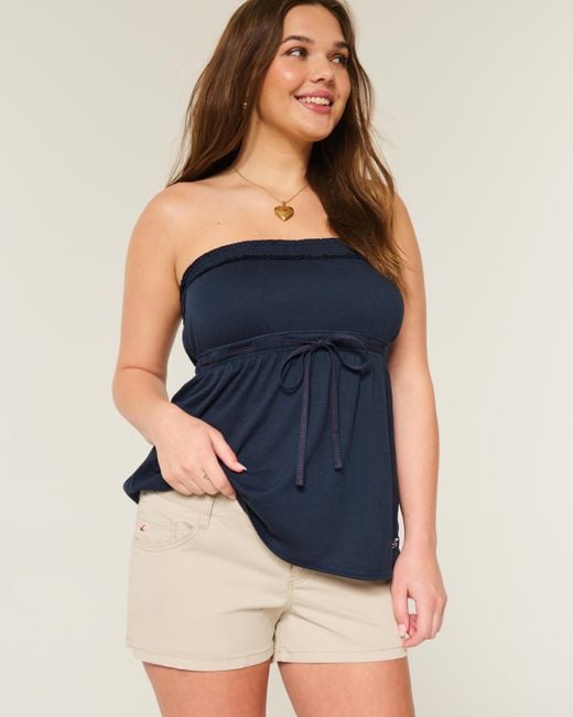 Hollister Natural Ultra Low-rise Khaki Twill Mini Shorts