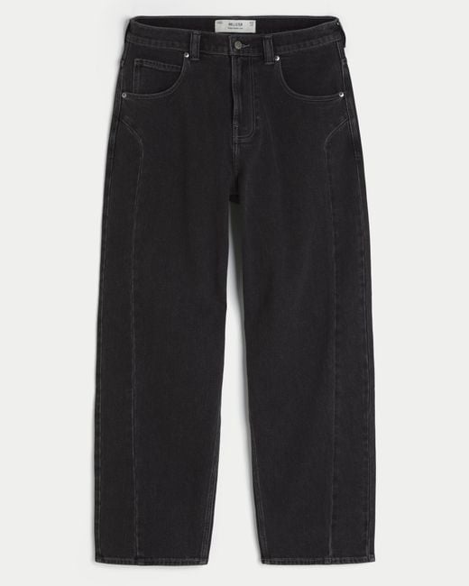 Hollister Blue Washed Black Seamed Skater Baggy Jeans for men