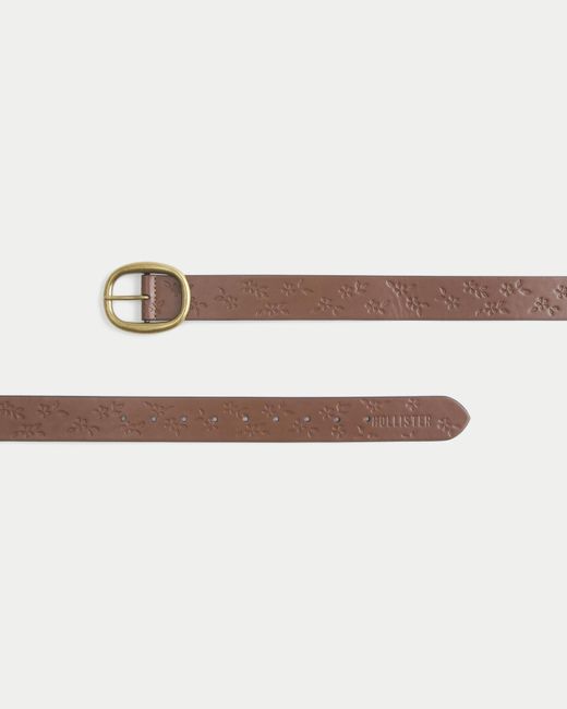 Hollister Brown Embossed Floral Faux Leather Belt