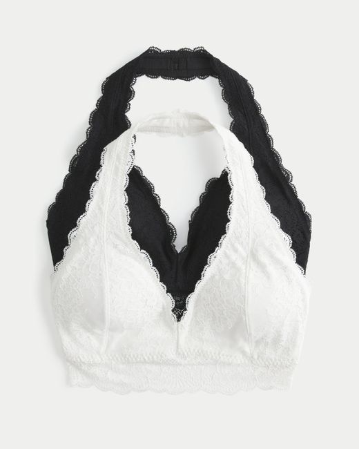 Hollister Gilly Hicks Lace Halter Bralette 2-pack in White