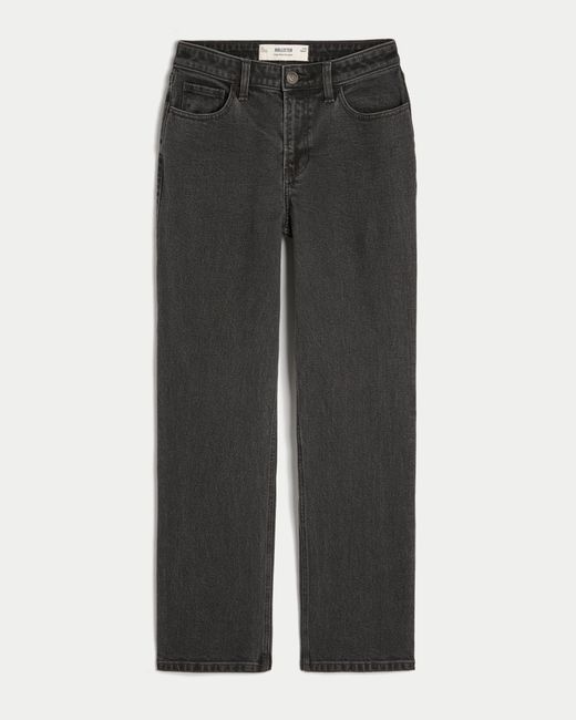 Hollister Gray High-rise Washed Black Straight Jeans