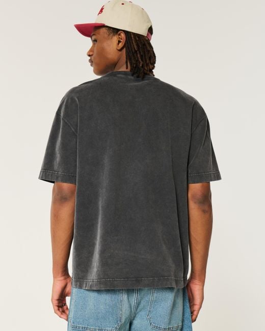 Hollister Black Heavyweight Boxy Crew T-shirt for men