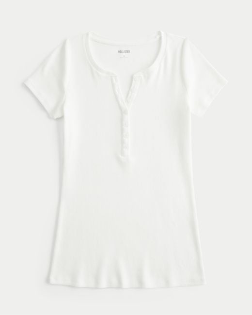 Hollister White Short-sleeve Henley