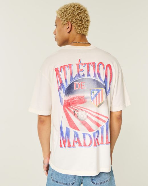 Hollister White Atlético De Madrid Graphic Tee for men