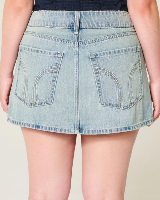Hollister Blue Low-rise Denim Mini Skort