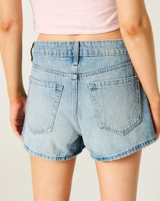 Hollister Blue High-rise Medium Wash Denim A-line Shorts
