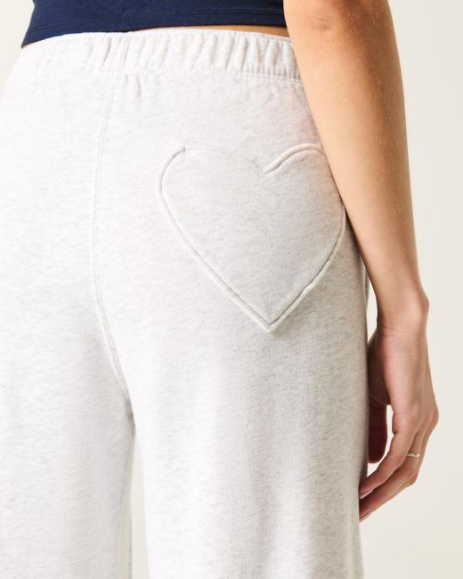 Hollister White Heart Pocket Wide-leg Sweatpants