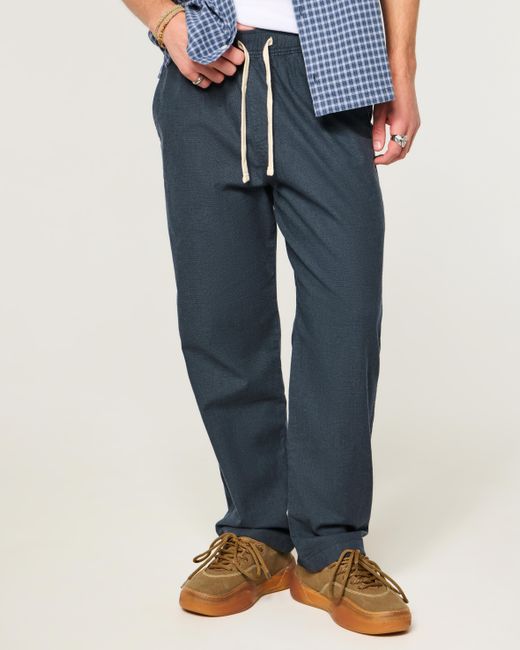 Hollister Blue Linen-blend Loose Pull-on Pants for men