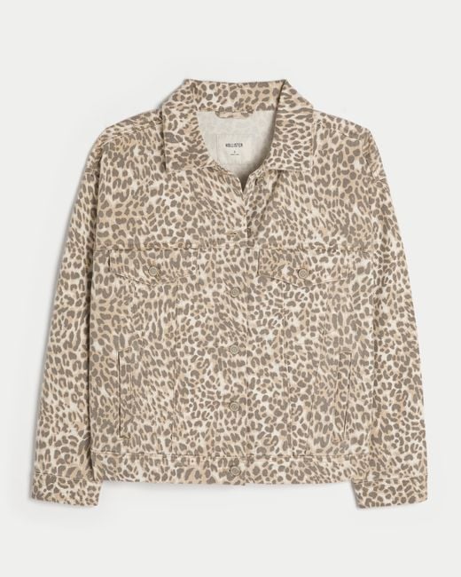 Hollister Natural Leopard Print Denim Jacket