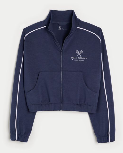 Hollister Blue Gilly Hicks Active Cooldown Crop Track Jacket