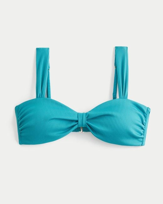 Hollister Blue Rib Sweetheart Scoop Bikini Top