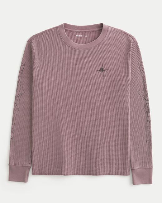 Hollister Purple Spider Graphic Thermal Crew Shirt for men