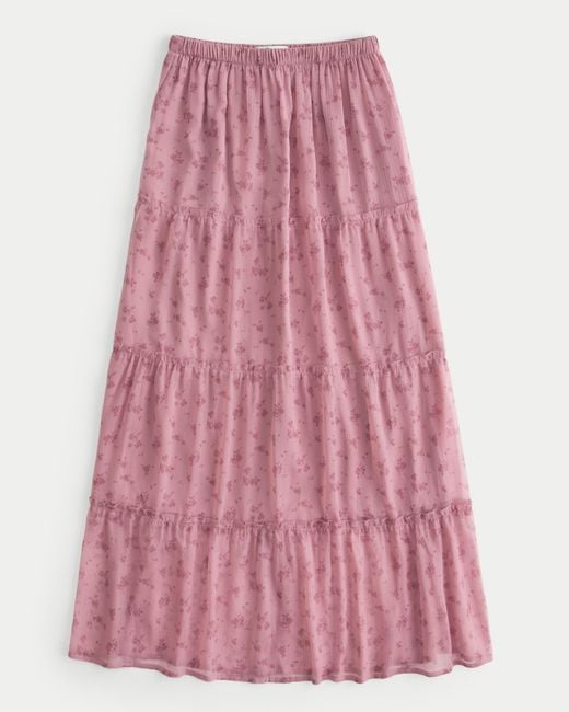 Hollister Pink Ultra High-rise Chiffon Maxi Skirt