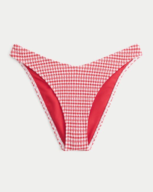 Hollister Pink Smocked High-leg Cheeky Bikini Bottom