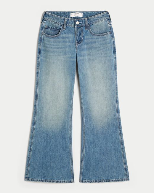 Hollister Blue Low-rise Medium Wash Baggy Flare Jeans