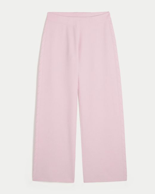 Hollister Pink Gilly Hicks Heart Pointelle Straight Sweater-knit Pants
