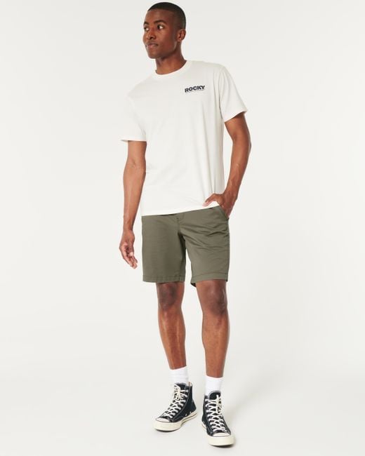 Hollister Green Twill Pull-on Shorts 9" for men