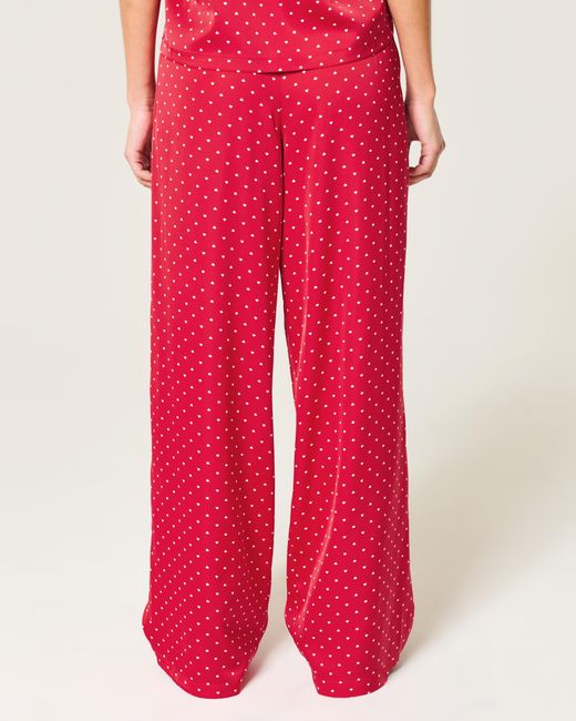Hollister Red Heart Pattern Wide-leg Pants