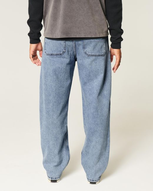 Hollister Blue Medium Wash Skater Baggy Jeans for men