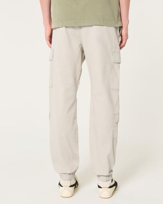 Hollister White Relaxed Twill Cargo Joggers for men