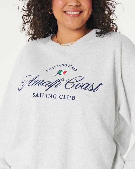 Hollister White Lässiges Sweatshirt mit Rundhalsausschnitt und Amalfi Coast-Grafik