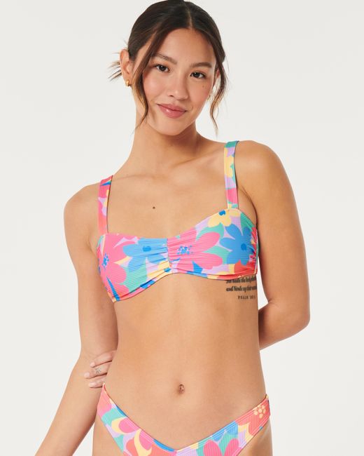 Hollister Ribbed Cinch Scoop Bikini Top in Blue Lyst UK