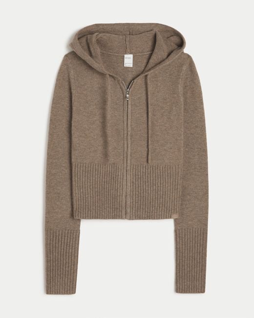 Hollister Gilly Hicks Sweater knit Zip up Hoodie in Brown Lyst UK