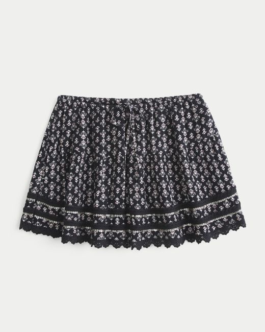 Hollister Black Lace Hem Mini Skort