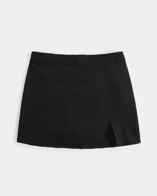 Hollister Black Ultra High-rise Linen Blend Mini Skirt