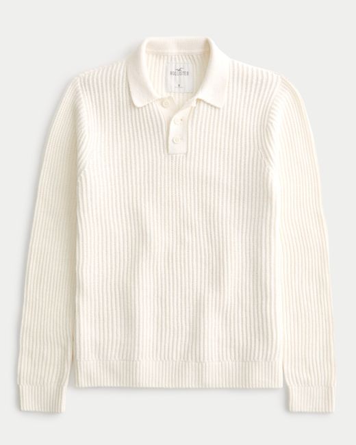 Hollister Natural Long-sleeve Sweater Polo for men