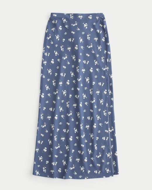 Hollister Blue Crepe Maxi Skirt