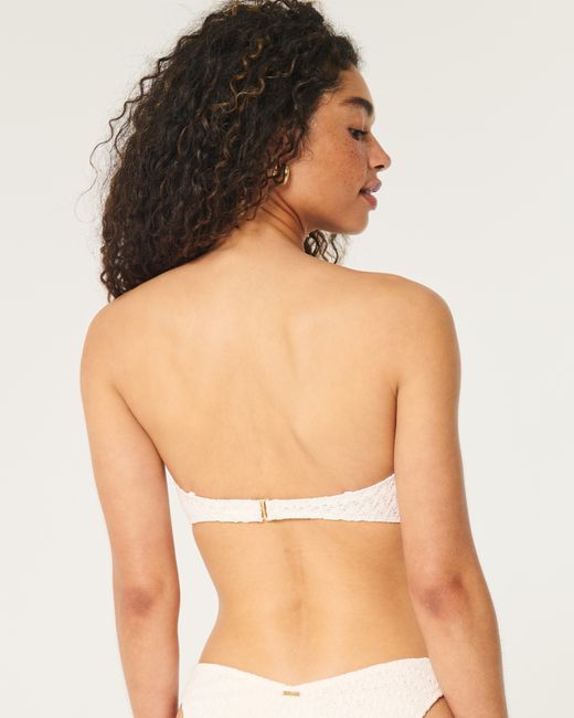 Hollister White Crochet-style Bandeau Bikini Top
