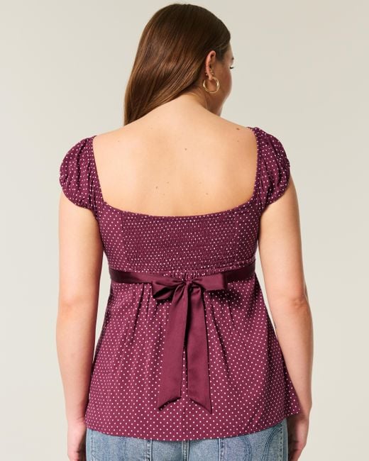 Hollister Purple Lässiges Babydoll-Oberteil zum Binden