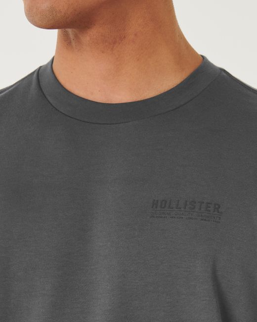 Hollister Gray Relaxed Logo Cooling Tee for men
