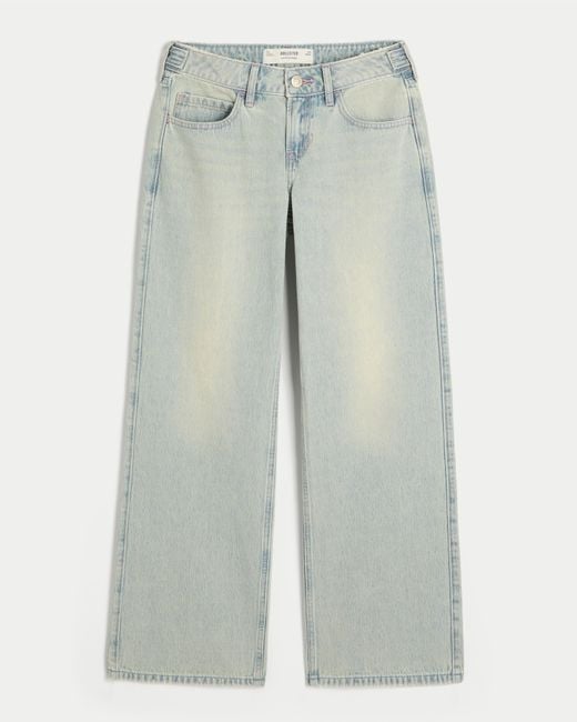 Hollister Blue Hollister Andi Adjustable Waist Low-rise Light Wash Baggy Jeans