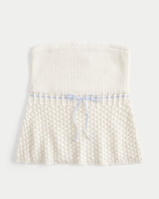 Hollister Natural Crochet-style Strapless Sweater Tube Top