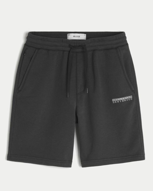 Hollister Black Baggy Fleece Logo Shorts for men