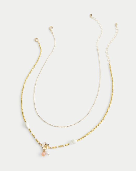 Hollister White Pearl Necklace 2-pack