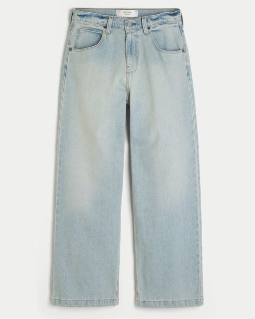 Hollister Blue Light Wash Super Baggy Jeans for men