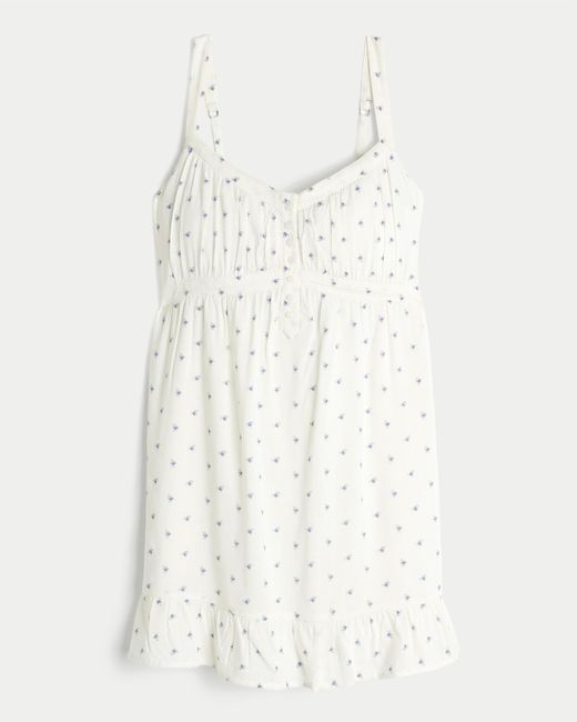 Hollister White Button Front Mini Dress
