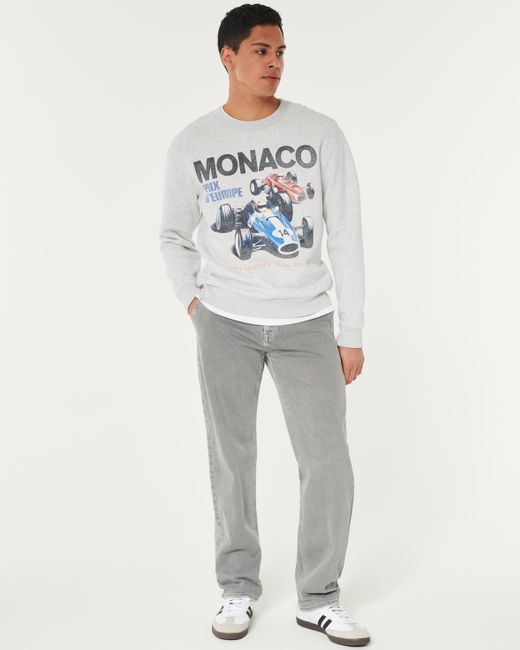 Hollister White Relaxed Monaco Racing Graphic Crew Sweatshirt for men