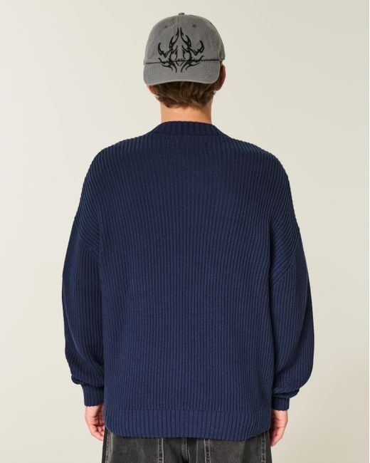 Hollister Blue Boxy Tokyo Graphic Crew Sweater for men