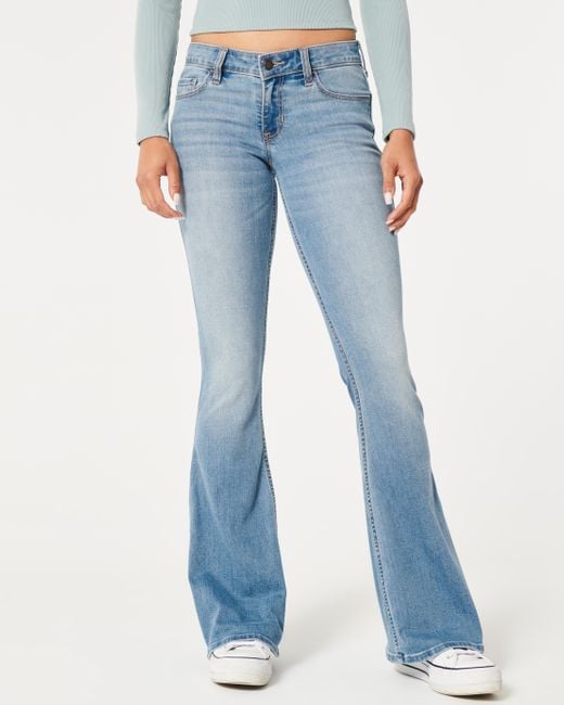 Hollister Blue Low-rise Medium Wash Flare Jeans