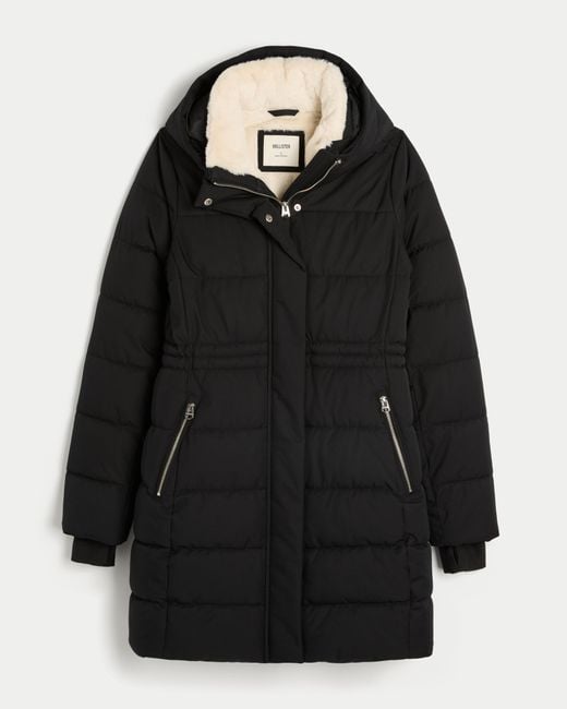 Hollister Black Faux Fur-lined Puffer Parka