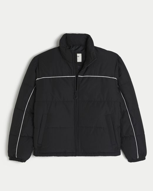 Hollister Black Mock-neck Puffer Jacket for men