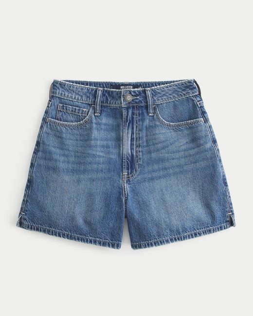 Hollister Blue Ultra High Rise Jeans-Shorts im Stil der 90er-Jahre in dunkler Waschung, 13 cm
