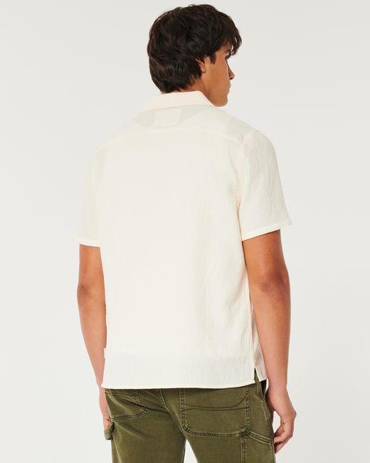 Hollister Kurzärmeliges Hemd aus strukturierter Baumwolle in Natural für Herren